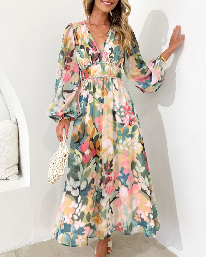 Boho Blumen Maxi Kleid