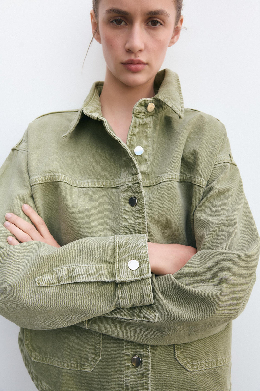 Klassische Khaki Denim-Jacke für Den Alltag