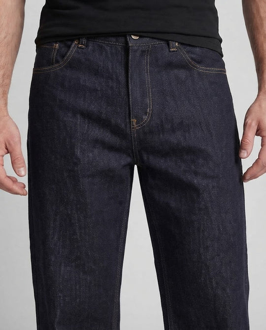 Herren Extraweiter Raw-Denim-Baggy-Jeans mit bodenlangem Saum und cleanem Finish Shop Nory