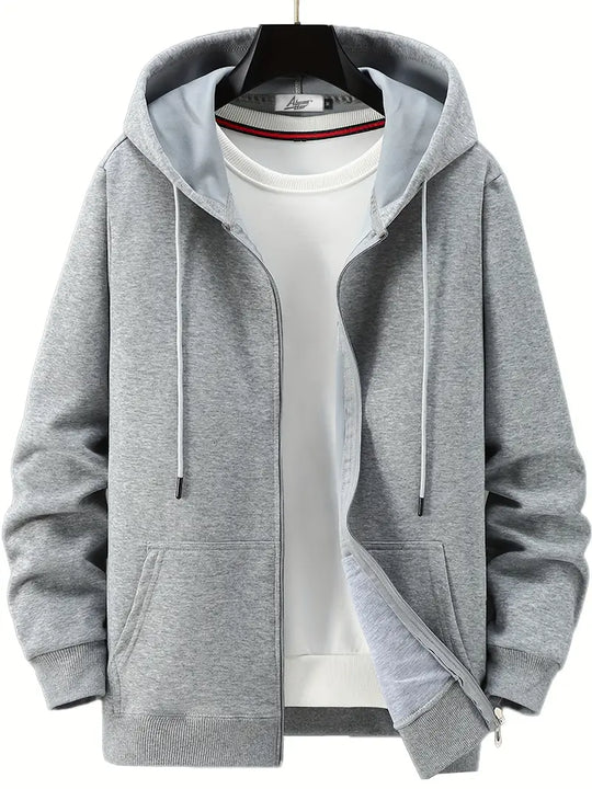 Lässiger Herbst Full Zip Hoodie mit Kordelzug für Männer