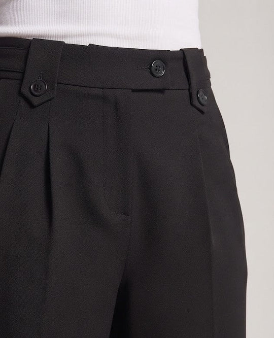 Damen Hochtaillierte weite Bundfaltenhose mit verkürzter Länge Shop Nory