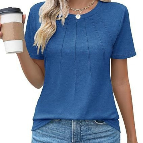 Plissee-T-Shirt mit Rundhalsausschnitt