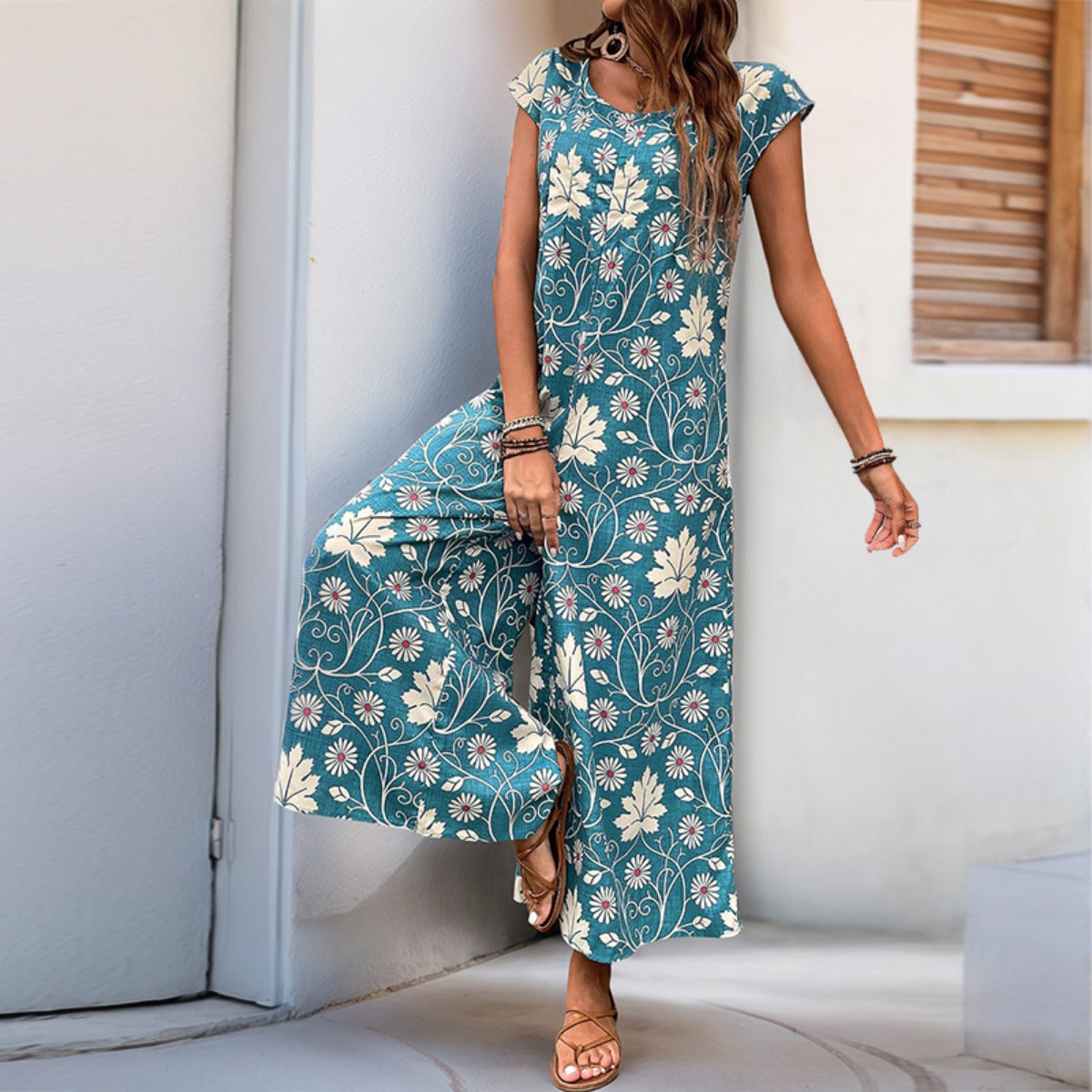 Lockerer Jumpsuit mit Blumendruck