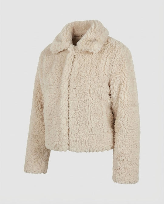 Damen Kuschelige Teddyoptik Kunstfelljacke mit Oversize Schnitt und breitem Reverskragen Shop Nory