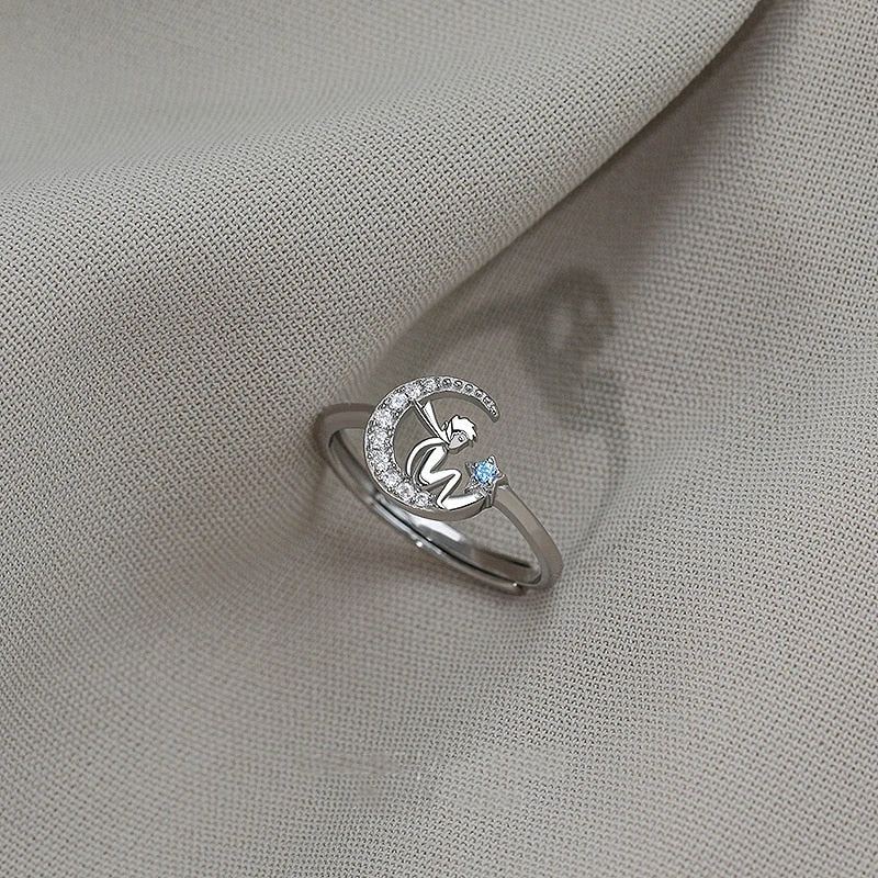 Märchenhafte Zirkon Halbmond Kleiner Prinz Ring | Shop Nory