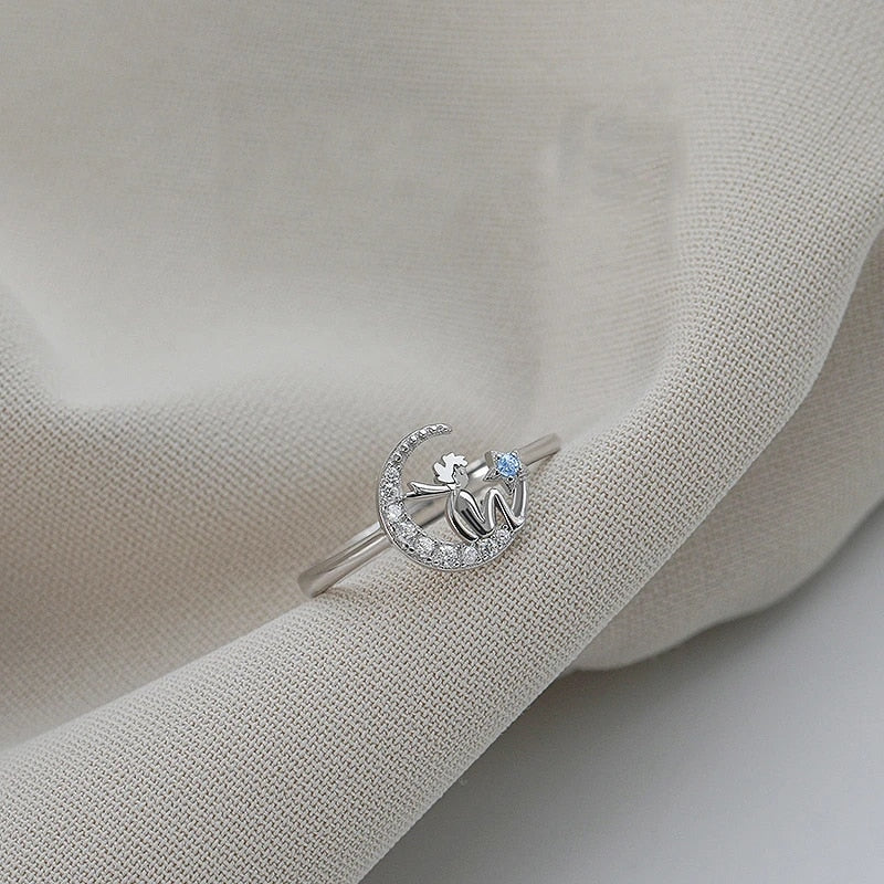 Märchenhafte Zirkon Halbmond Kleiner Prinz Ring | Shop Nory