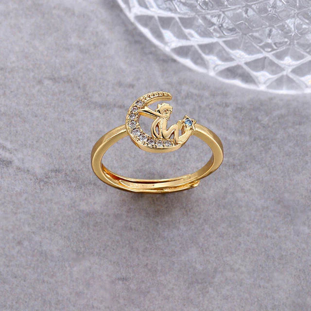 Märchenhafte Zirkon Halbmond Kleiner Prinz Ring | Shop Nory