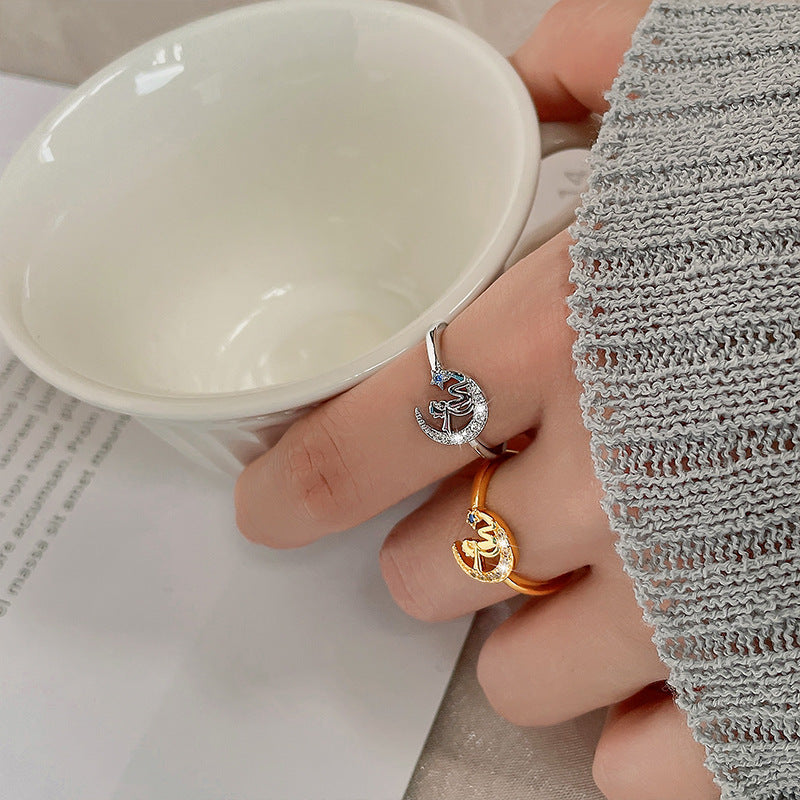 Märchenhafte Zirkon Halbmond Kleiner Prinz Ring | Shop Nory