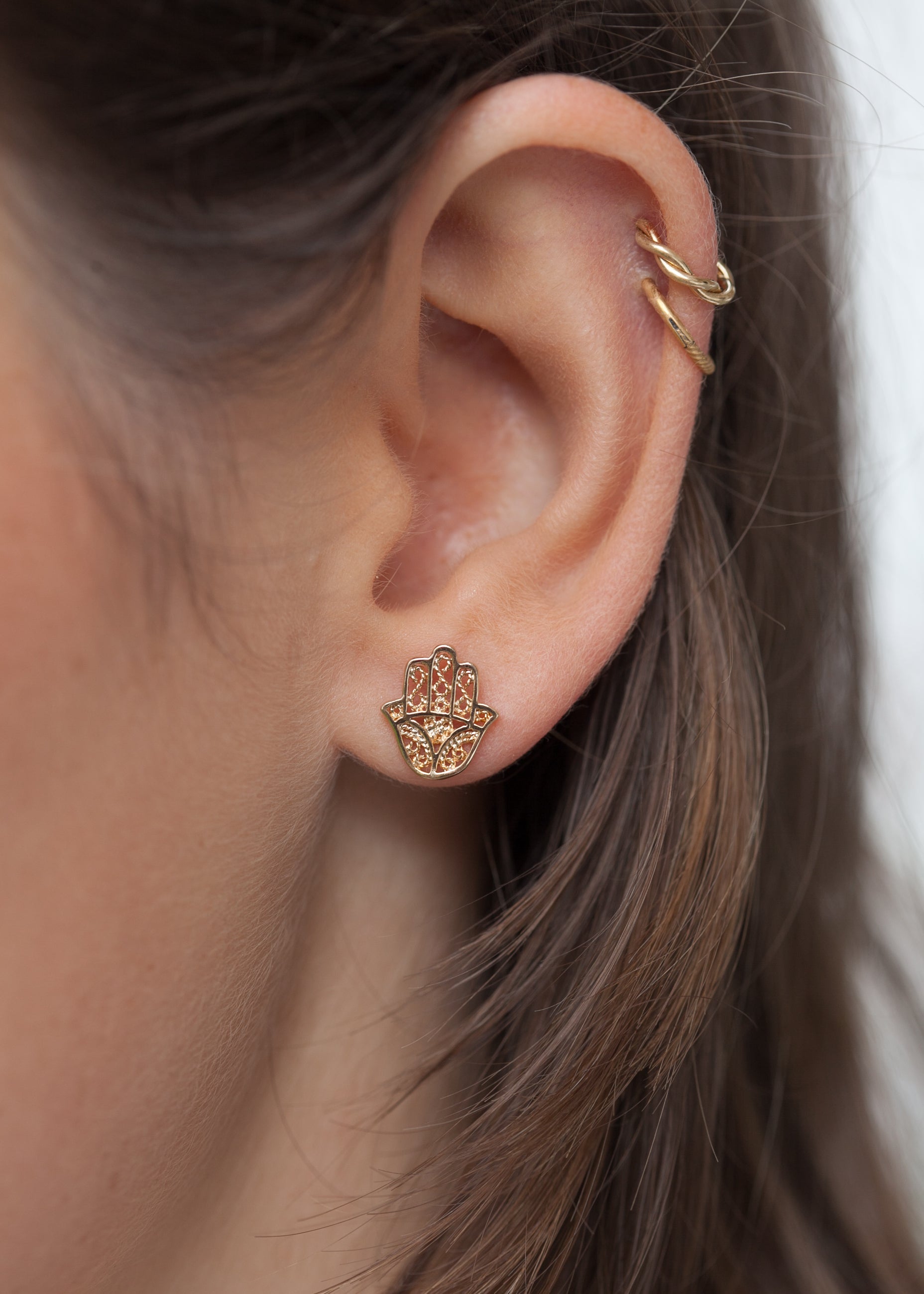 Hamsa Ohrstecker vergoldet - Hand der Fatima Ohrringe | Shop Nory