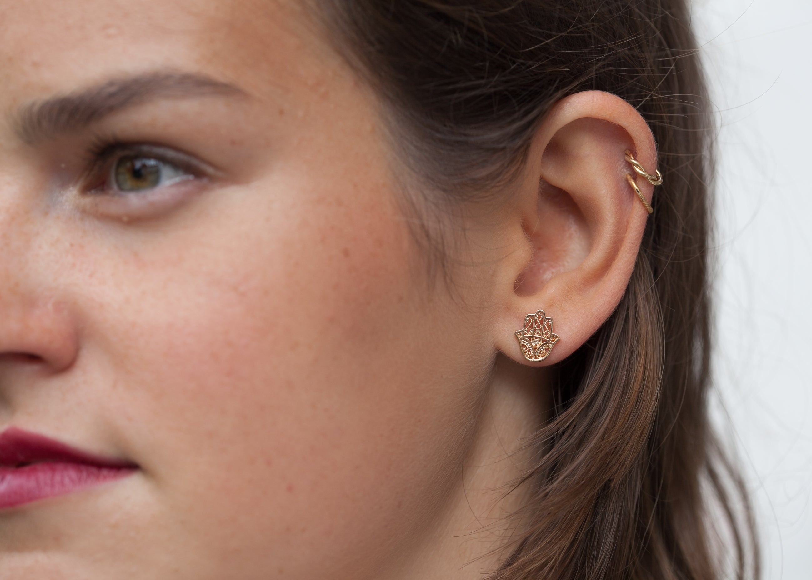 Hamsa Ohrstecker vergoldet - Hand der Fatima Ohrringe | Shop Nory