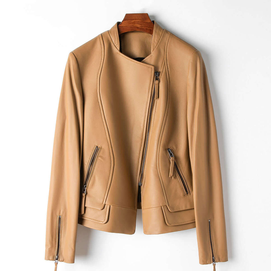 Damen Stilvolle Lederjacke