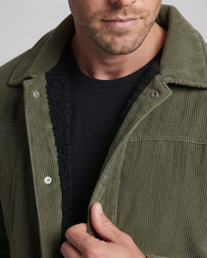 Herren Weiche Cordjacke mit Teddy-Innenfutter Shop Nory