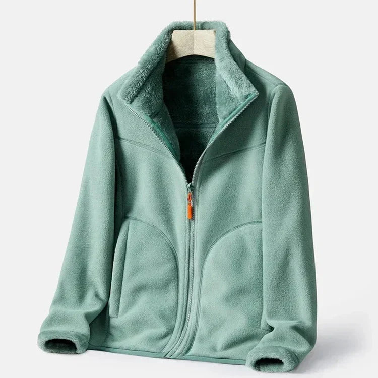 Warme Fleecejacke mit Doppelter Knopfleiste für Damen