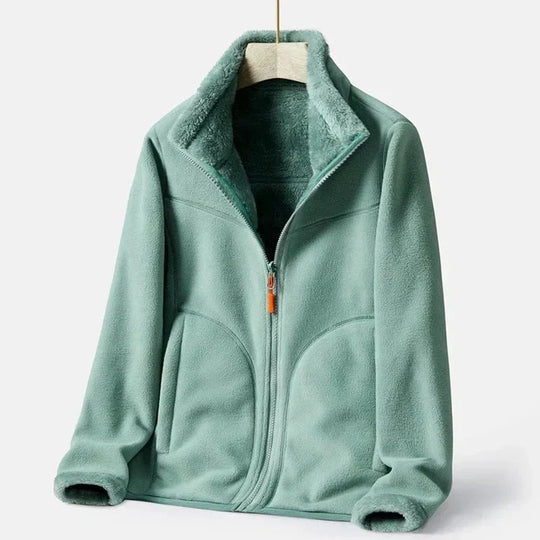 Warme Fleecejacke mit Doppelter Knopfleiste für Damen