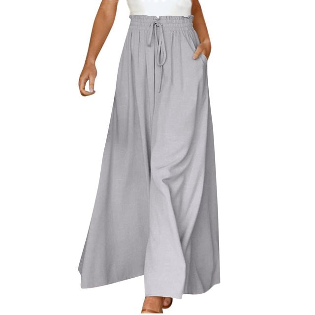 Leichte Damen Leinenhose mit Weitem Bein für Frühling und Sommer