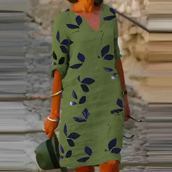 Atemberaubendes sommerkleid mit blätterprint für damen