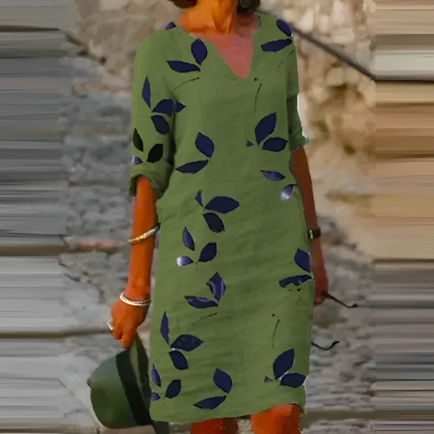 Atemberaubendes Damen-Sommerkleid mit Blätterdruck