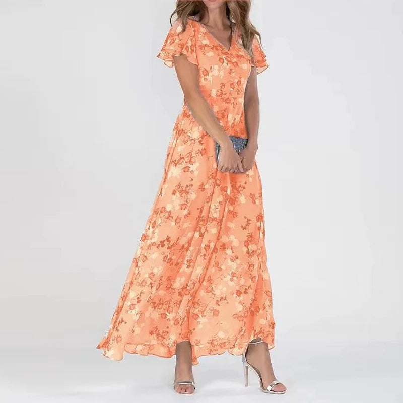Elegante Blumige Chiffonkleid