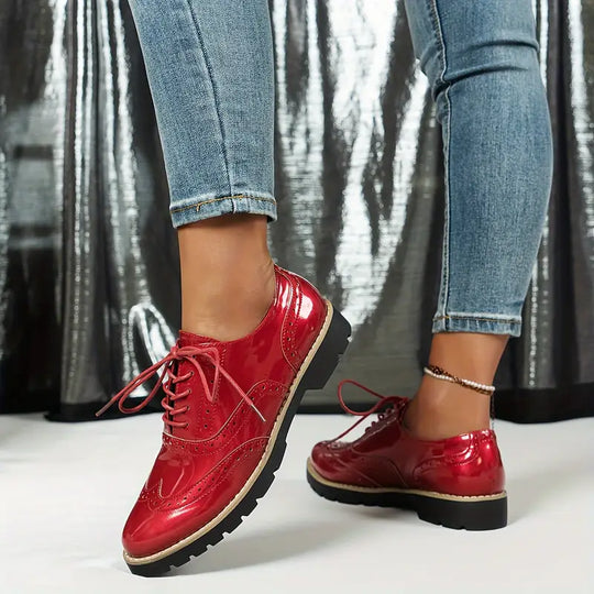 ShopNory | Lackschuhe Im Oxford-Stil mit Klobiger Sohle für Damen