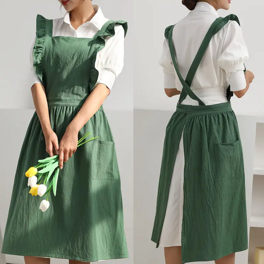 Retro Schürze mit Rüschen und Taschen