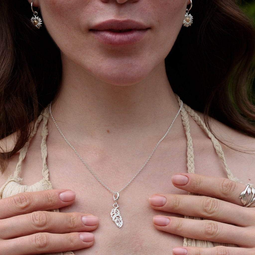 Silber Feder Charm Halskette | Shop Nory