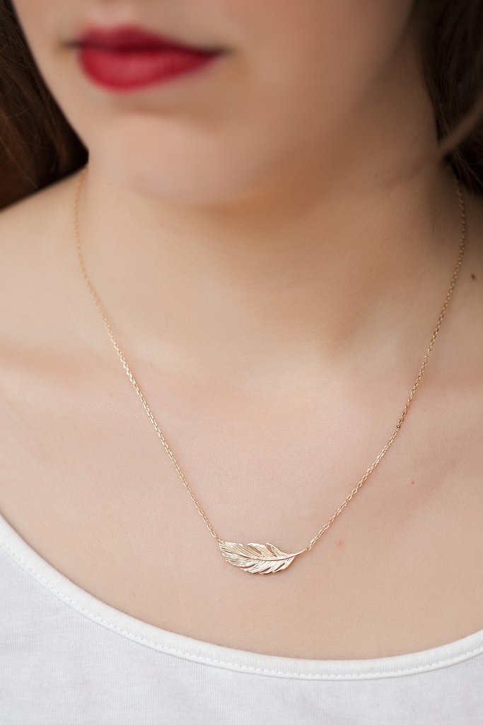 Kette mit Feder | 16Karat vergoldet | Shop Nory