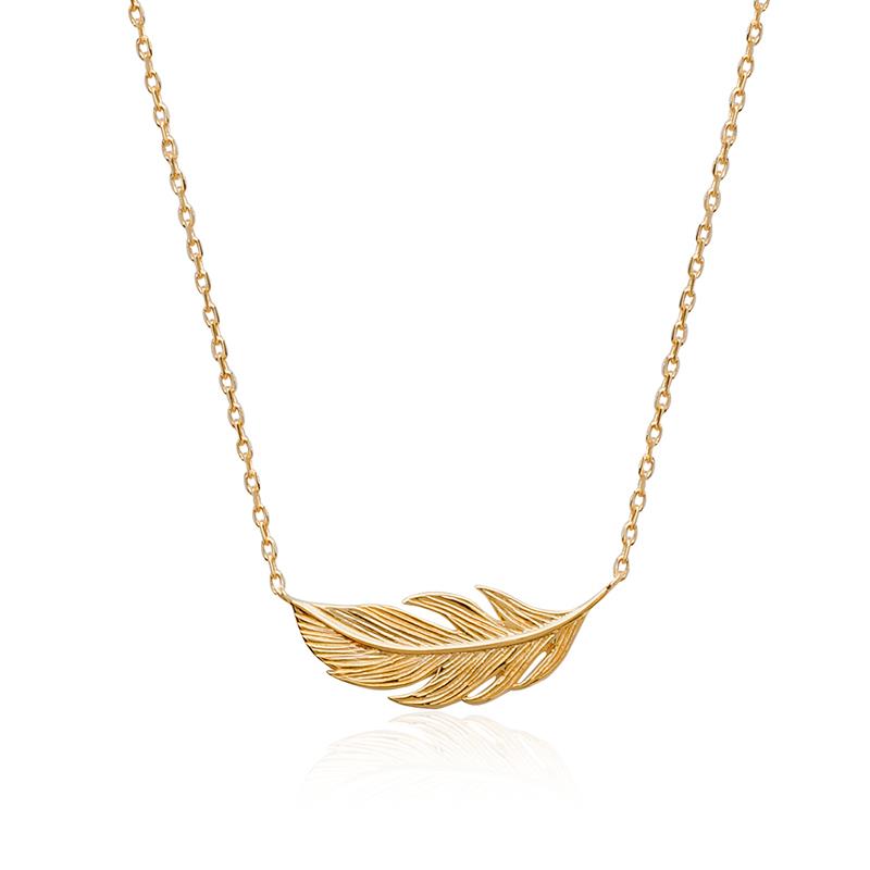 Kette mit Feder | 16Karat vergoldet | Shop Nory