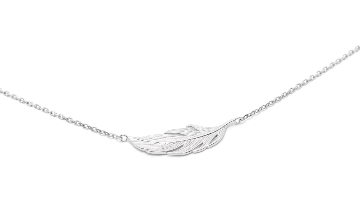 Kette mit Anhänger Feder Vogel aus Silber | Shop Nory