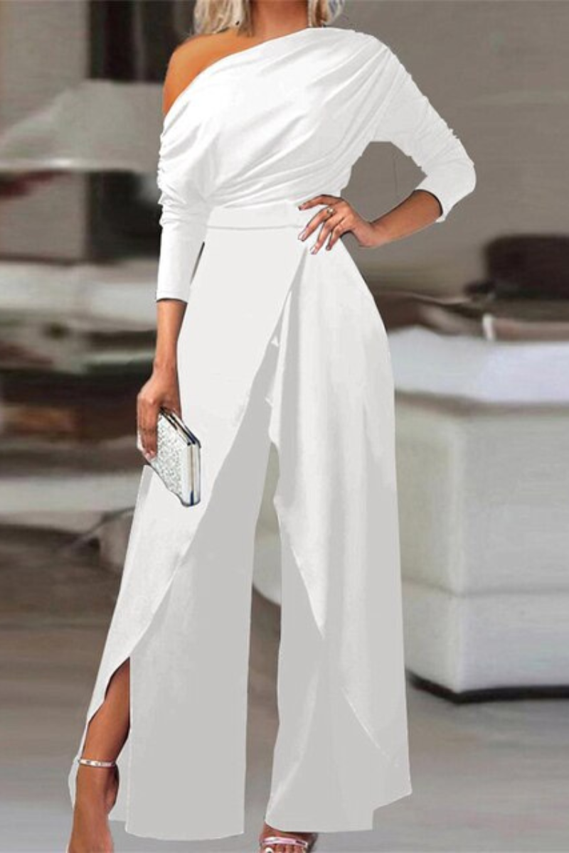 Damen Festlich Jumpsuit Weiß