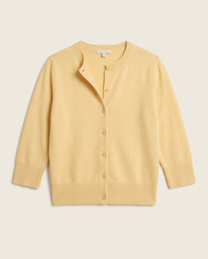 Damen Kurzgeschnittener Feinstrick-Cardigan mit 3/4-Ärmeln und geripptem Saum Shop Nory