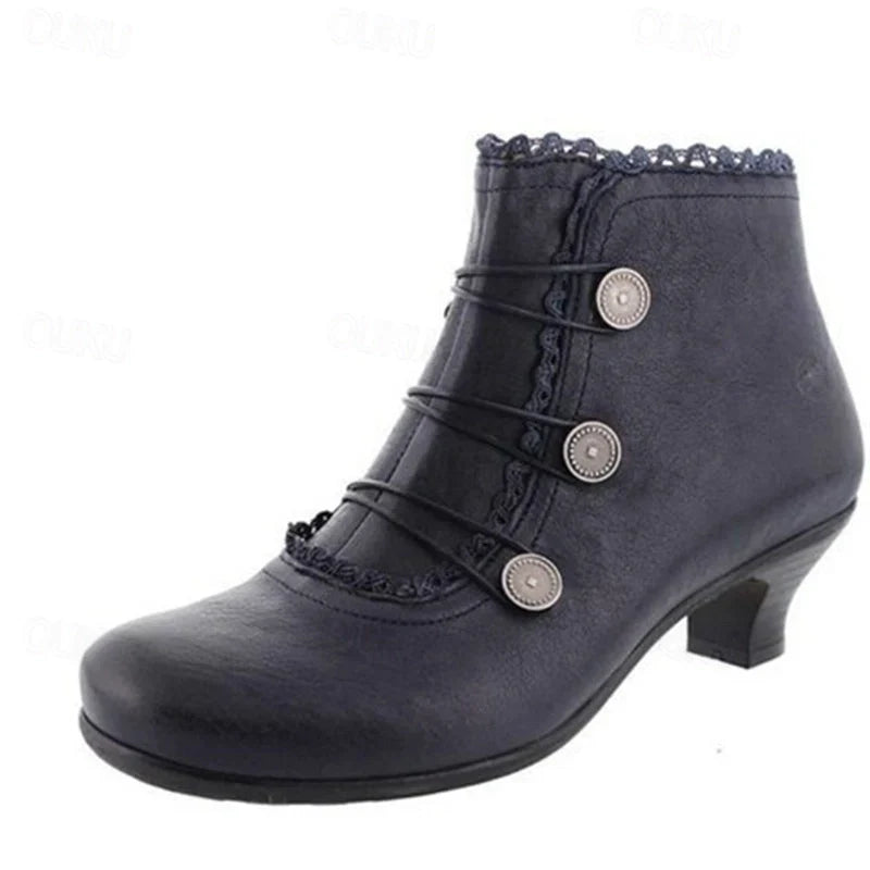 Damen Viktorianische Schnür-Stiefeletten mit Spitzenbesatz
