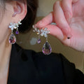 Florale Amethyst-Wassertropfen-Ohrringe