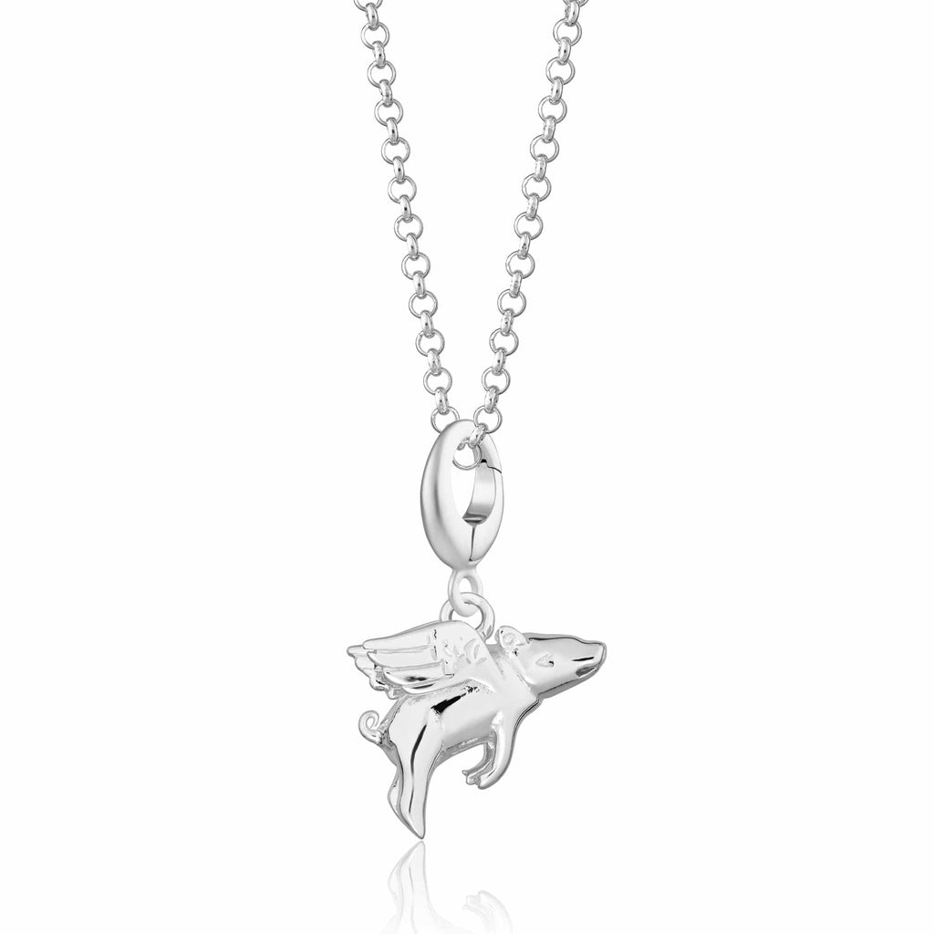 Silber fliegendes Schwein Charm Halskette | Shop Nory