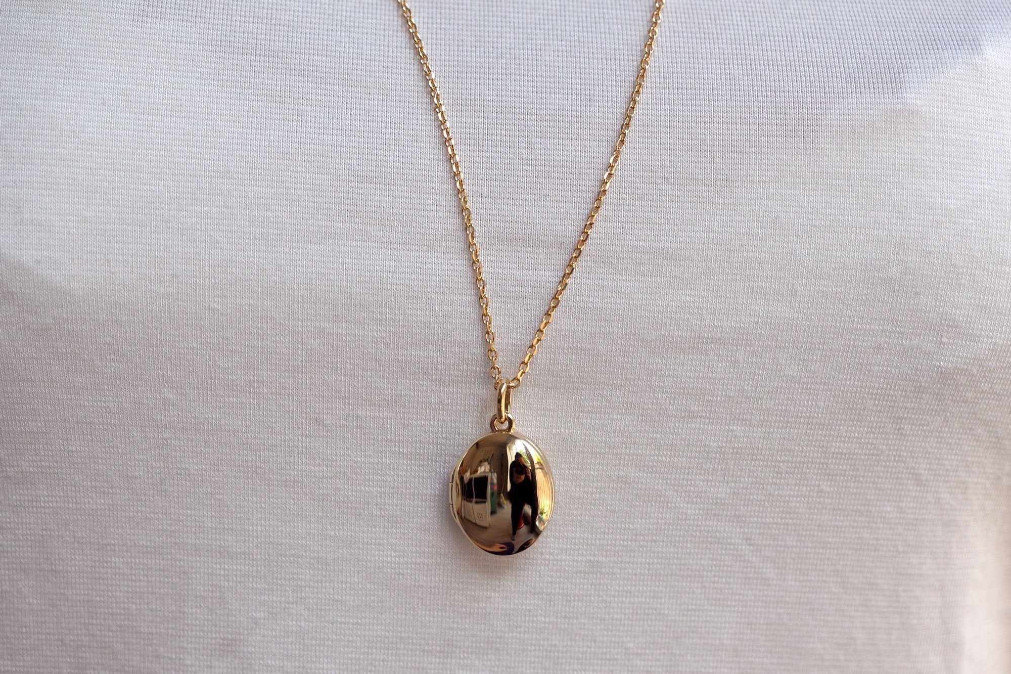 Lange Kette mit Oval Foto Medaillon - 16Karat vergoldet | Shop Nory