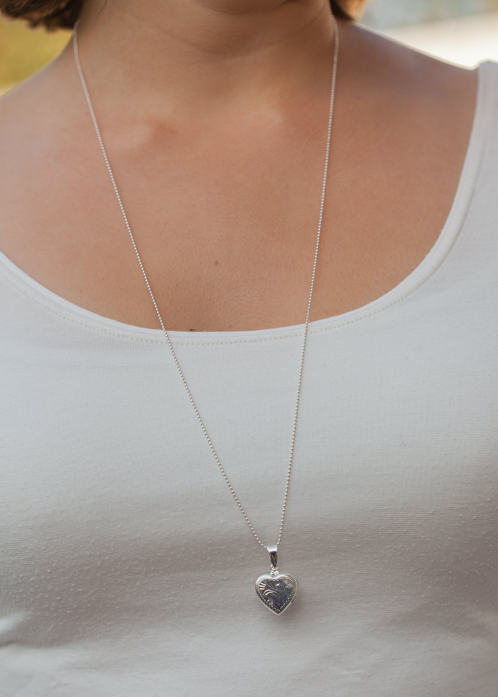 Lange Kette mit Herz Foto Medaillon aus Silber | Shop Nory