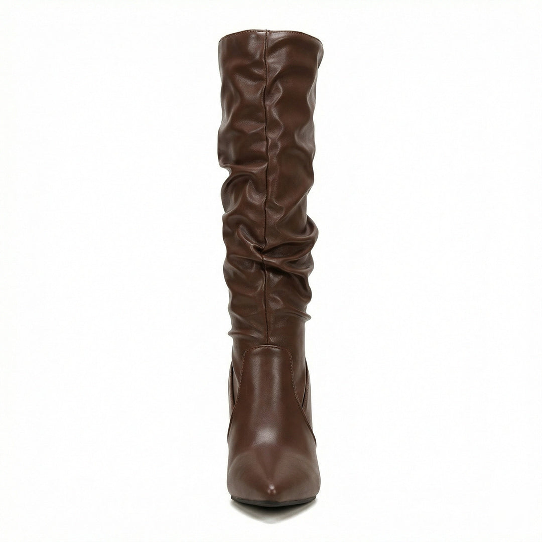 Damen High Heels Stiefel mit Gerafftem Design