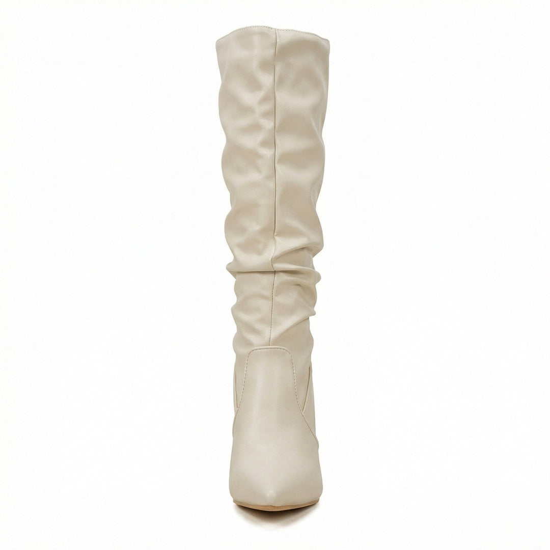 Damen High Heels Stiefel mit Gerafftem Design
