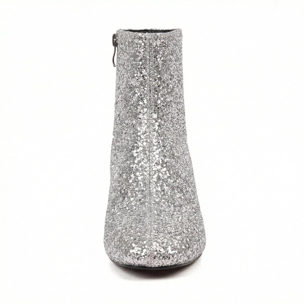 Glitzernde Ankle Boots Mit Blockabsatz