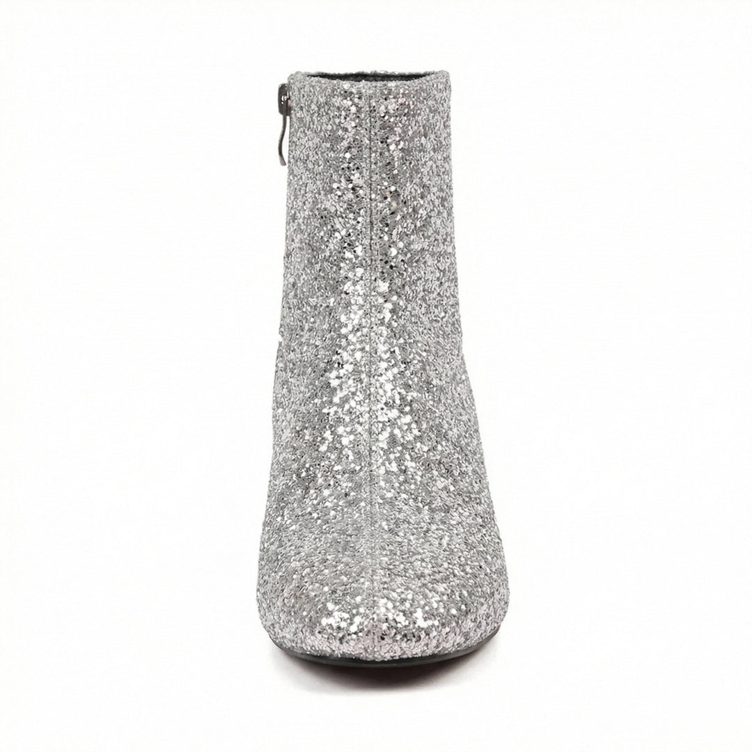 Glitzernde Ankle Boots Mit Blockabsatz