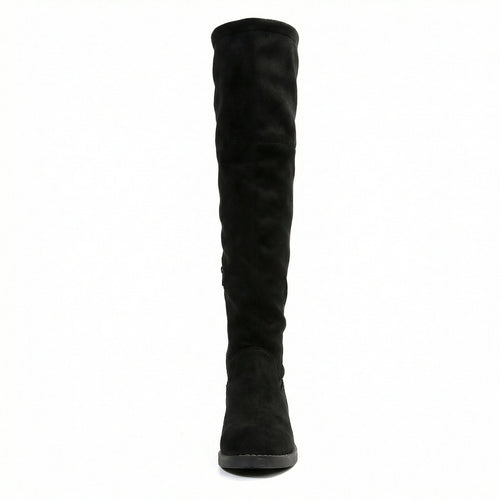 Damen Overknee-Stiefel aus weichem Wildleder mit praktischer Schnürung