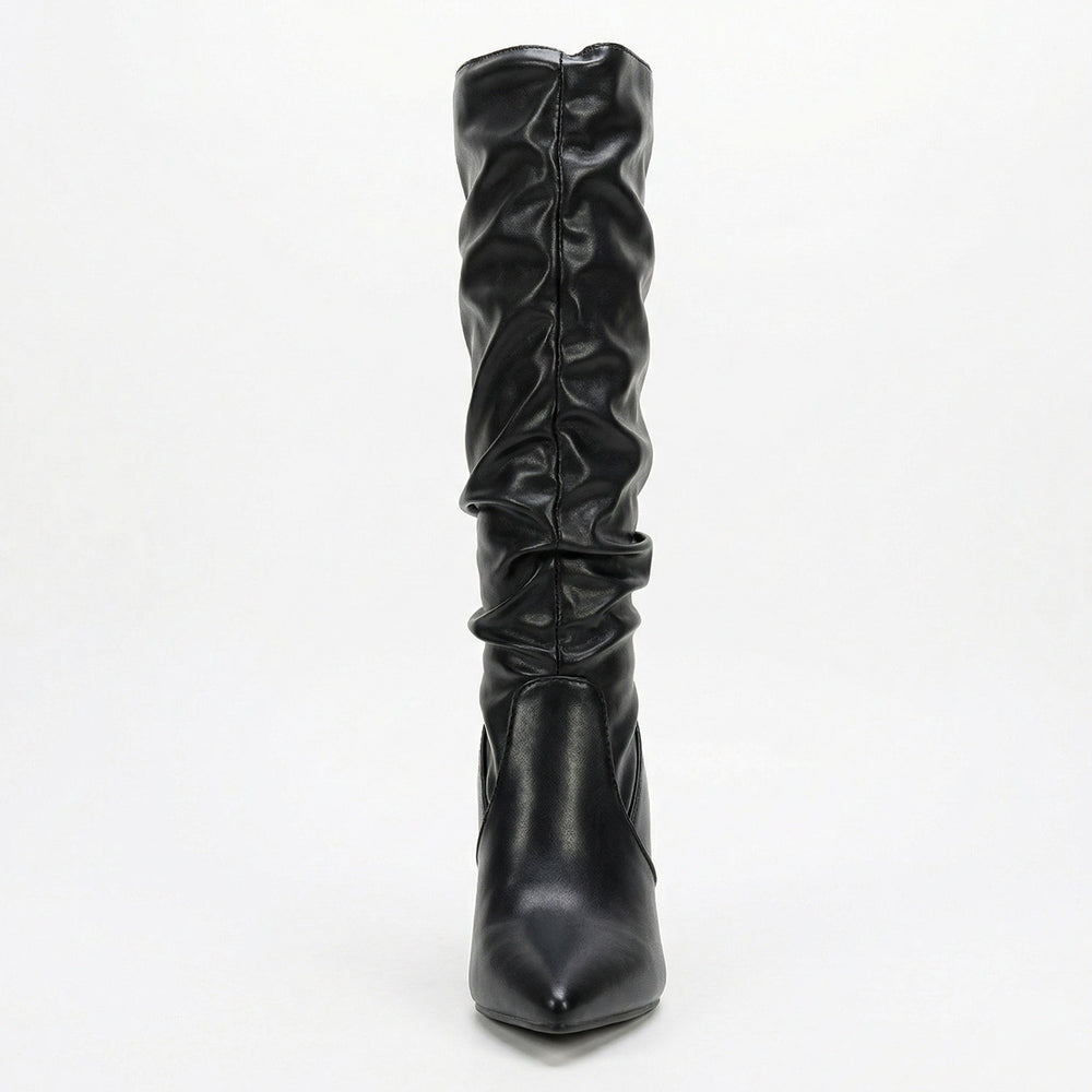 Damen High Heels Stiefel mit Gerafftem Design