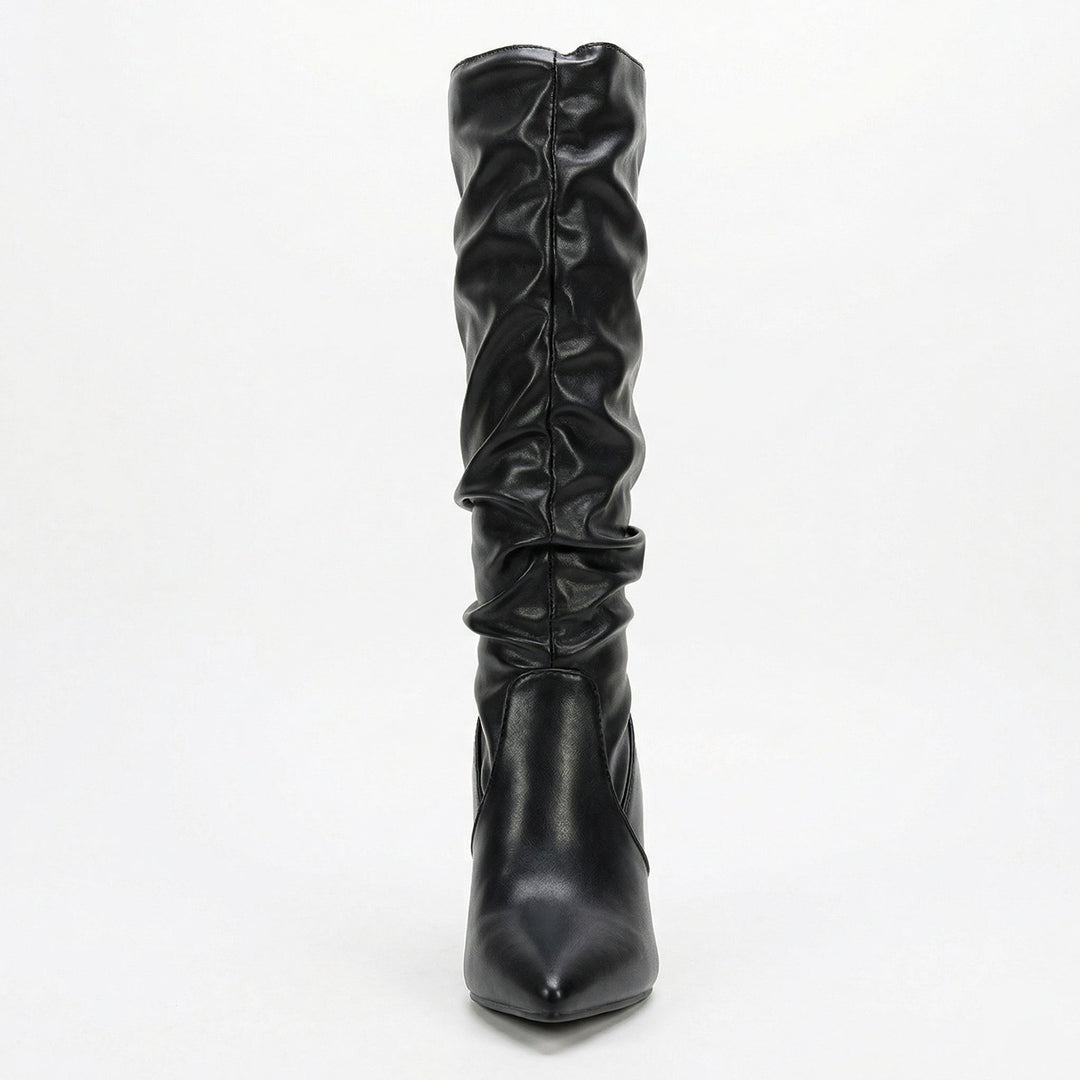 Damen High Heels Stiefel mit Gerafftem Design