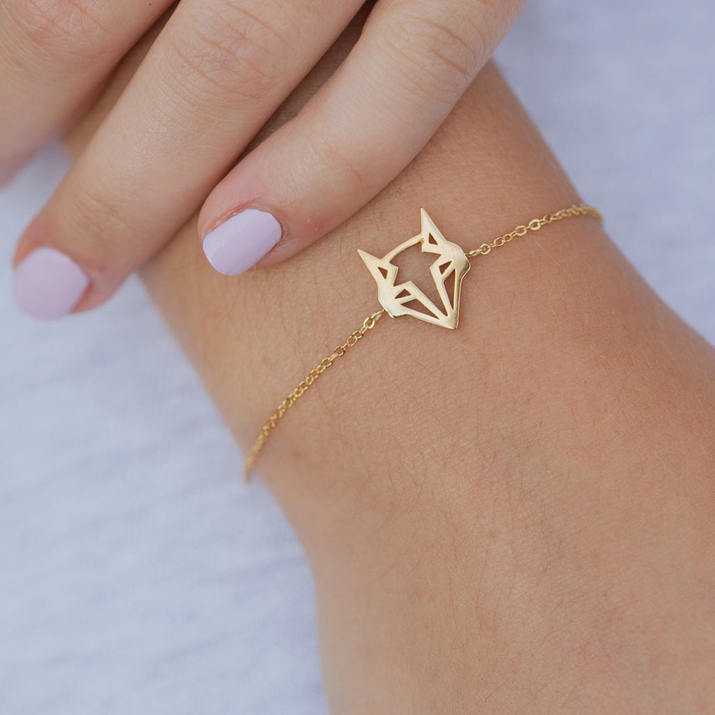 Origami-Armband mit Fuchs aus goldfarbenem Edelstahl – Zeitlose Eleganz und symbolische Bedeutung | Shop Nory