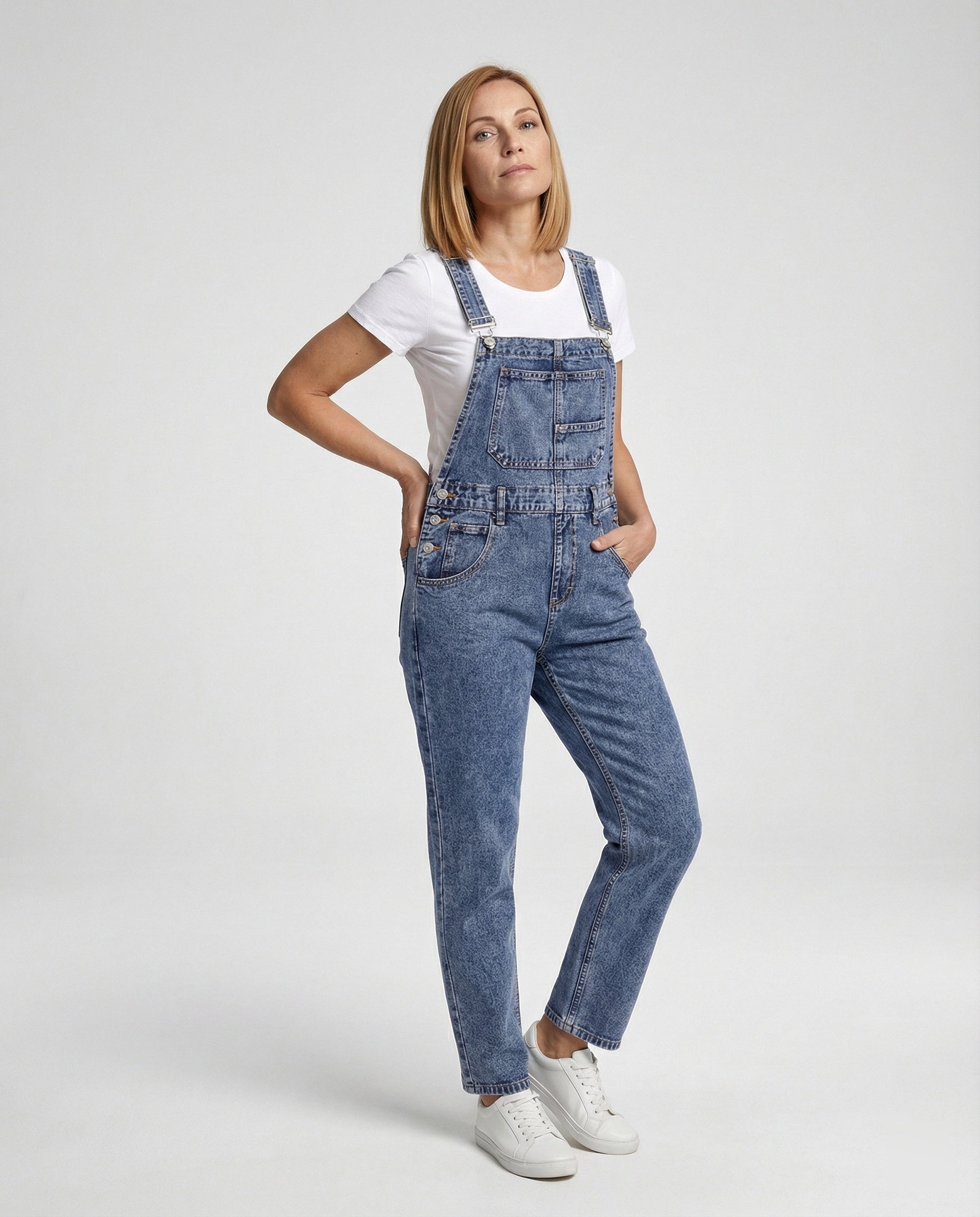Damen Latzhose Jeans gerade