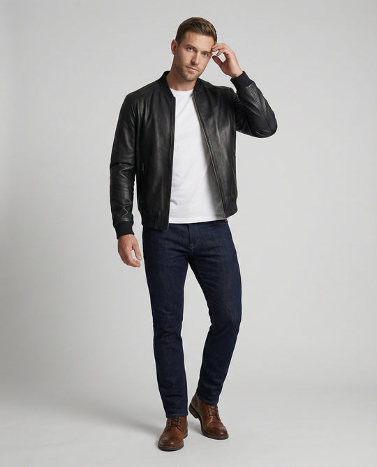 Herren Lederoptik Bomberjacke