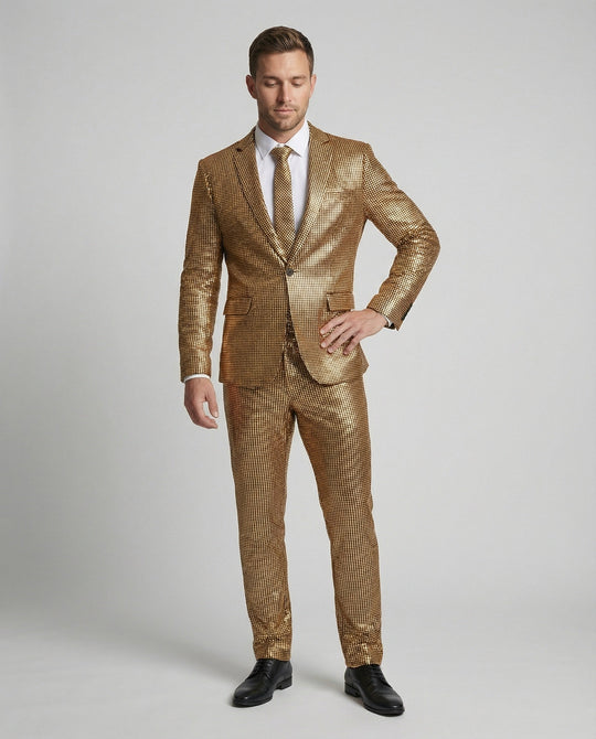 Herren Abendanzug mit Glanzmuster Slim Fit