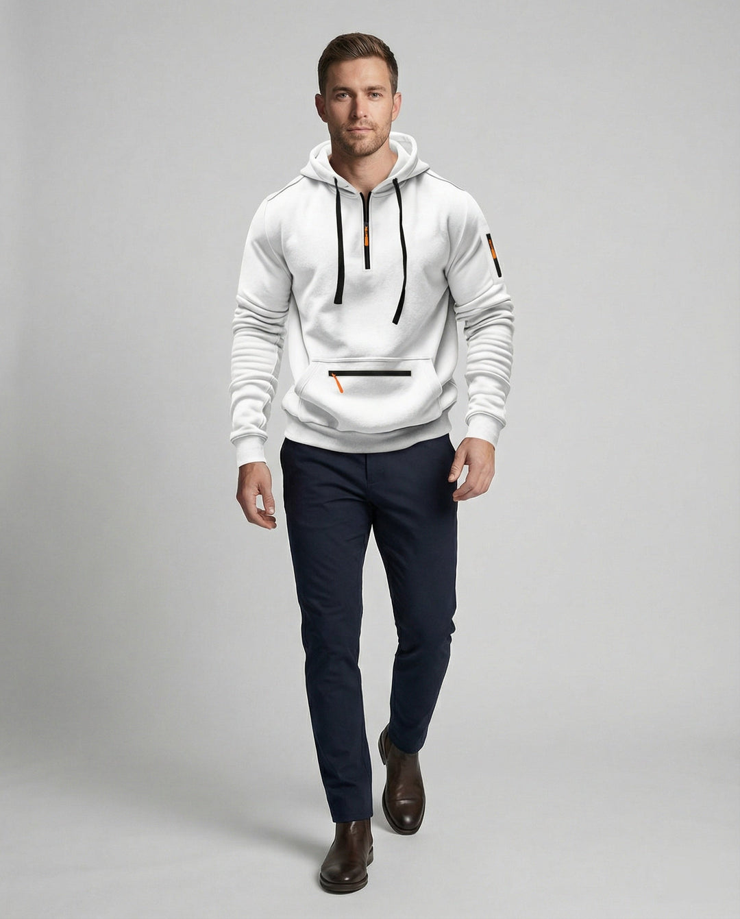 Herren sportlicher Hoodie mit praktischen Reißverschlusstaschen und verstellbarem Kapuzenzug