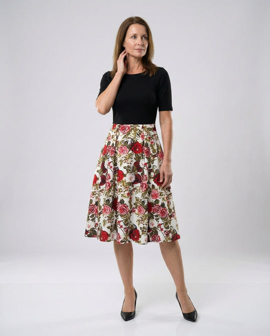 Damen Retro Freizeitkleid mit Blumenmuster