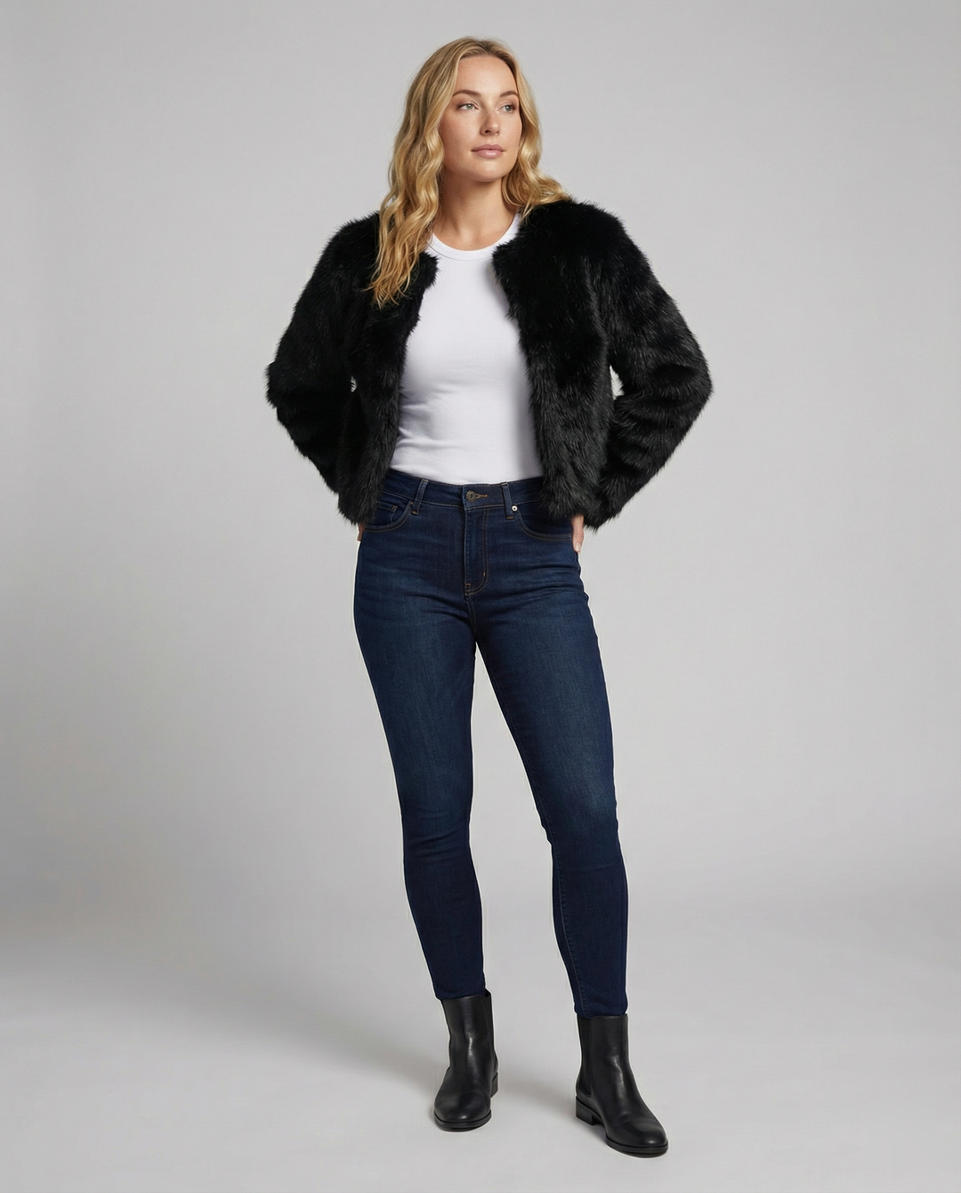 Kunstpelz Kurzmantel Damen