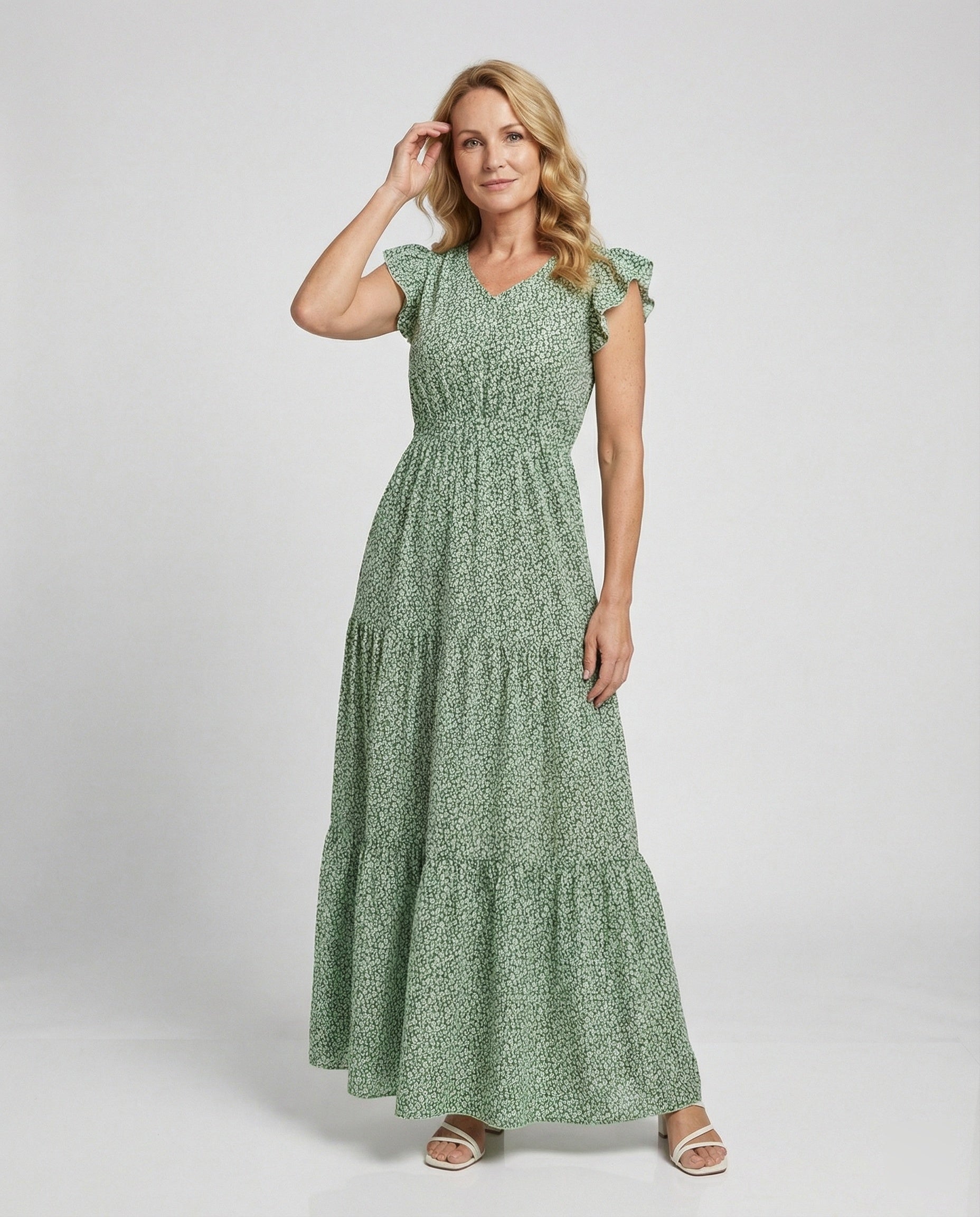 Damen Maxikleid Sommer Smock Oberteil